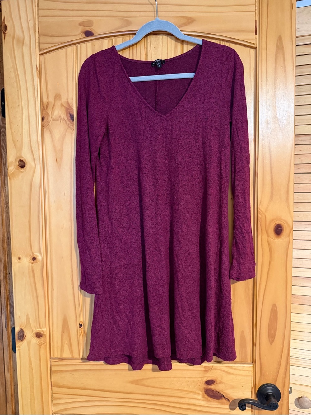 Express Burgundy V-Neck Long Sleeve Sweater Dress